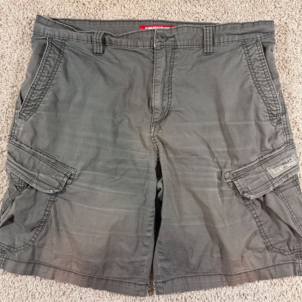 Unionbay Cargo Shorts Mens 38 Olive Green Good Cotton Spandex Utility Hiking